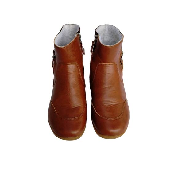 Women's Ankle Boots Cognac Brown, sherpa lined Size 7 - Picture 3 of 11